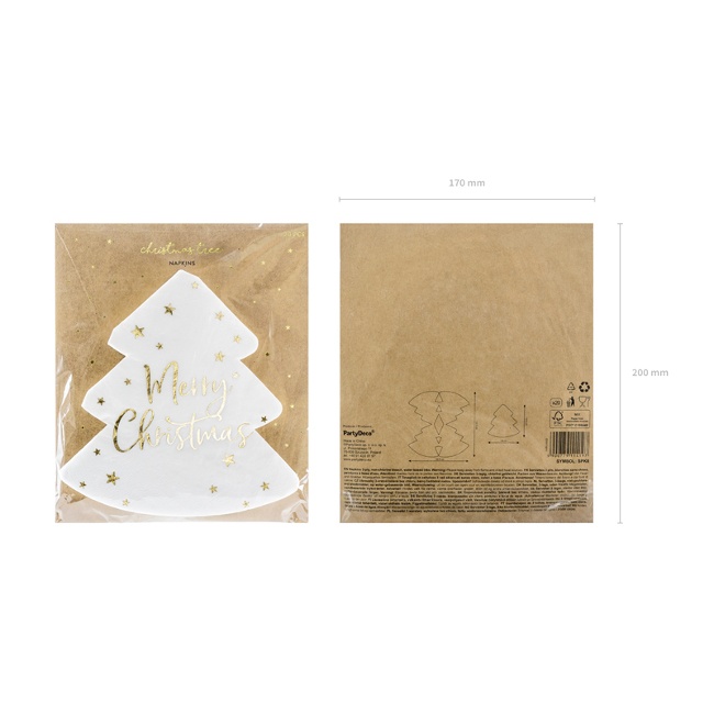 Foto detallada de servilletas blancas de árbol de Navidad 16 x 16,5 cm - 20 unidades