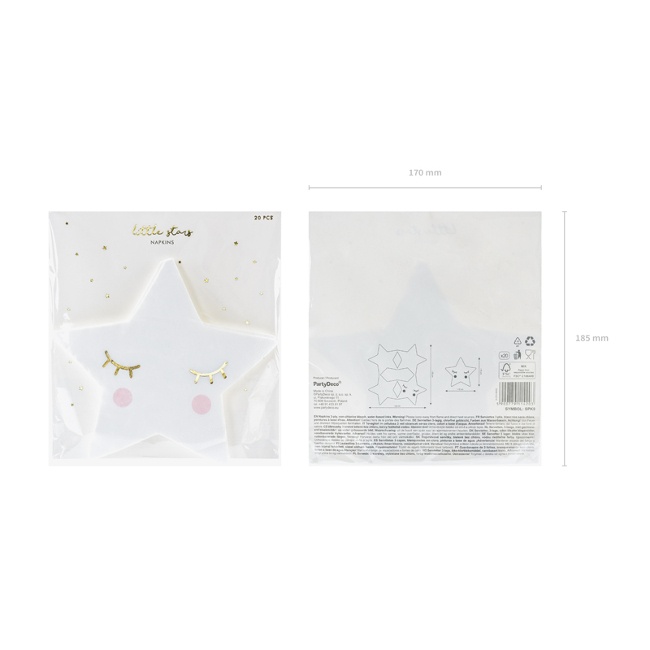 Foto detallada de servilletas blancas de estrella de 16 x 16 cm - 20 unidades