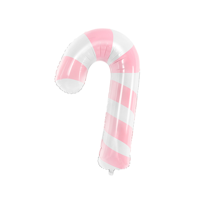 Vista delantera del globo de bastón de caramelo rosa de 46 x 74 cm - PartyDeco en stock