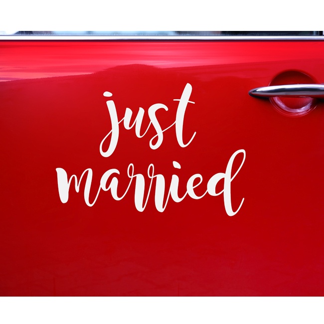 Foto detallada de adhesivo para coche de Just Married de 33 x 45 cm - 1 unidad