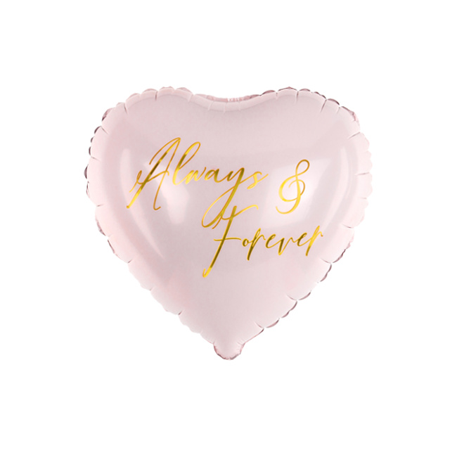 Vista delantera del globo de corazón rosa Always and Forever de 45 cm - PartyDeco en stock