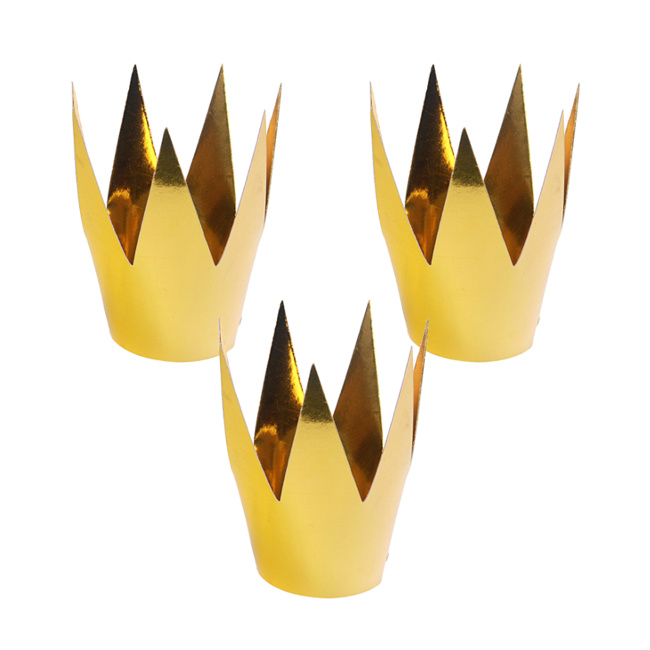 Vista delantera del coronas doradas de Reina de la fiesta - 3 unidades en stock