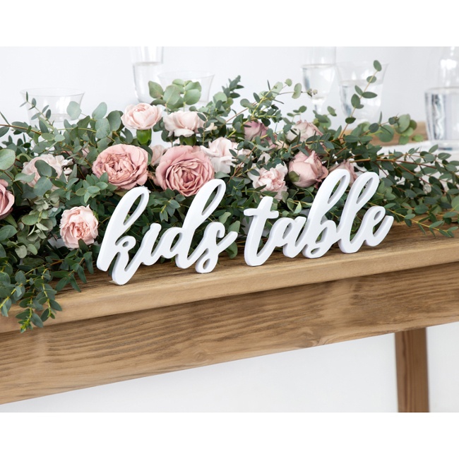 Foto detallada de letrero de madera kids table blanco - 38 x 10 cm