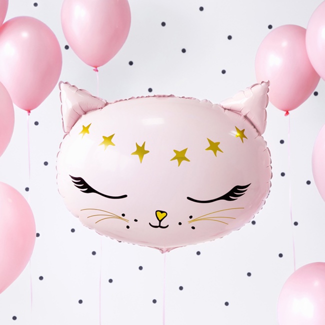 Foto detallada de globo silueta XL de cabeza de Gato de 50 x 40 cm - PartyDeco