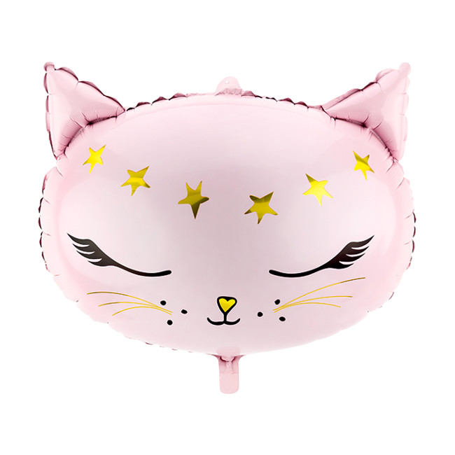 Vista frontal del globo silueta XL de cabeza de Gato de 50 x 40 cm - PartyDeco en stock