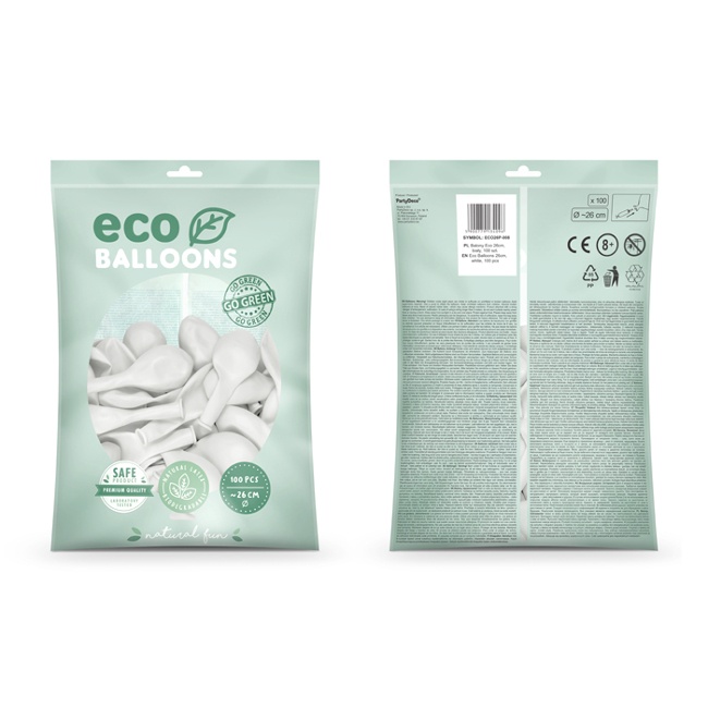 Globo de látex biodegradable pastel blanco de 26 cm 100 unidades