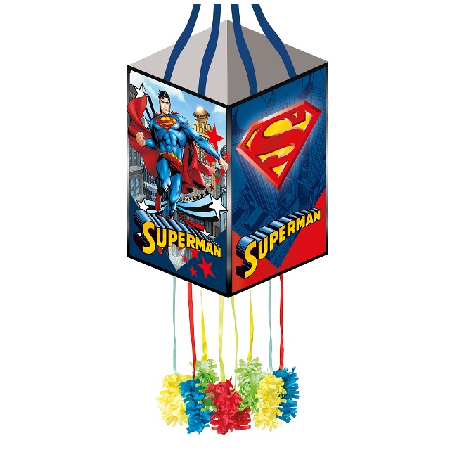 Vista principal del piñata cuadrada de Superman - 34 x 20 cm en stock