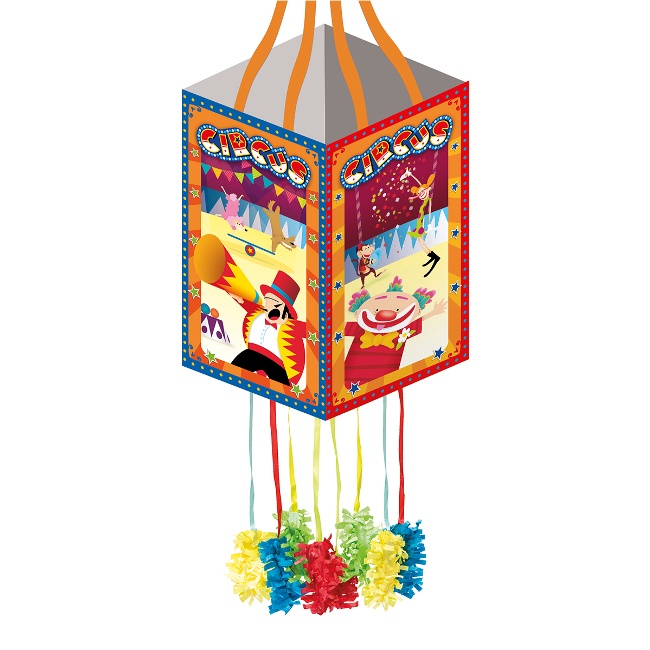 Vista principal del piñata cuadrada de Todos al Circo - 34 x 20 cm en stock