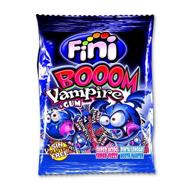Foto detallada de caramelo pinta lenguas con chicle - envase individual - Fini booom vampiro - 70 gr