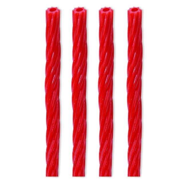 Vista delantera del regaliz rojo de fresa trenzado - Fini torcidas twisted straws - 170 gr en stock