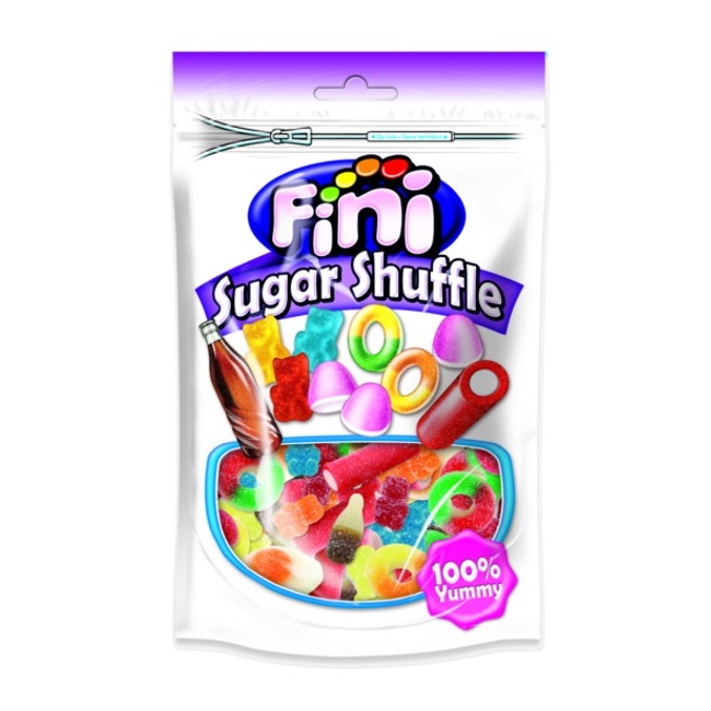 Foto detallada de bolsa surtida de gominolas y regaliz mini con pica pica - Fini Sugar Shuffle - 180 gr