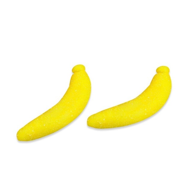 Vista frontal del plátanos - Fini jelly bananas - 90 gr en stock