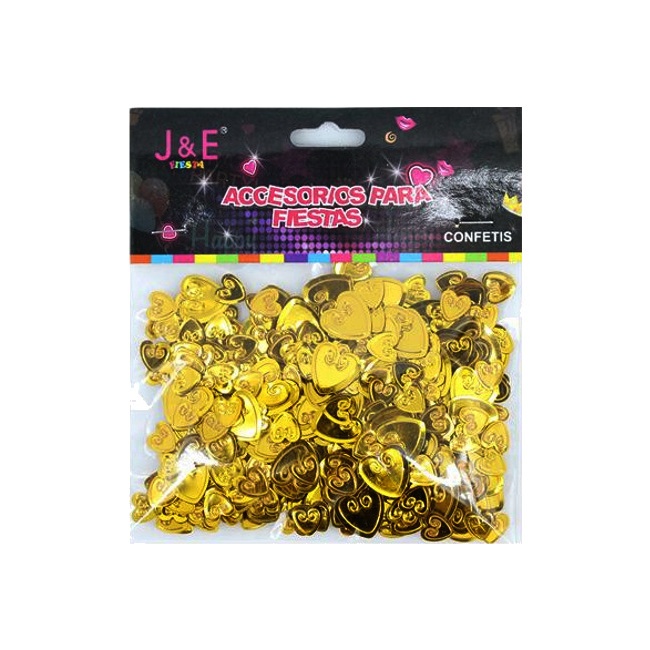 Foto detallada de confetti de corazones dorados de 15 gr