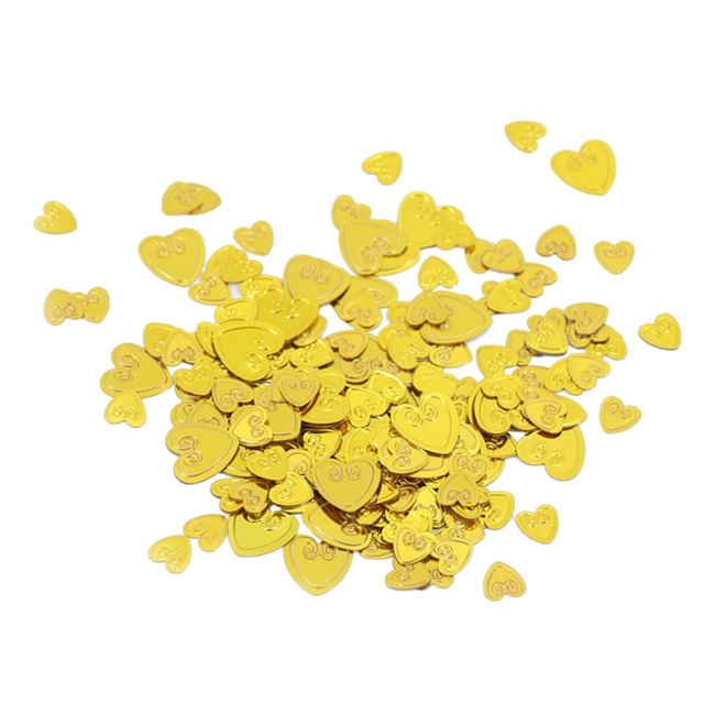 Vista delantera del confetti de corazones dorados de 15 gr en stock