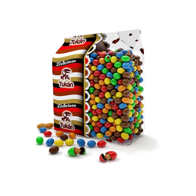 Vista frontal del cacahuetes recubiertos de chocolate multicolor - 1 kg