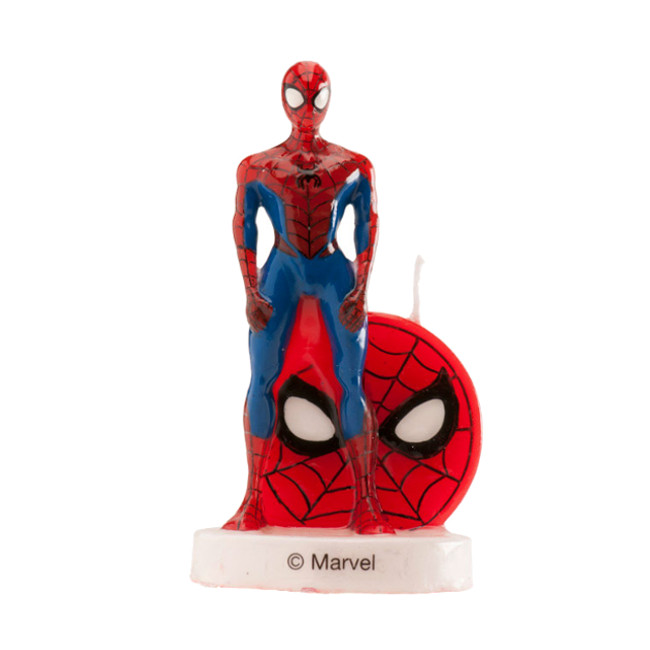 Vista principal del vela de cumpleaños de Spiderman de 9 cm - 1 unidad en stock