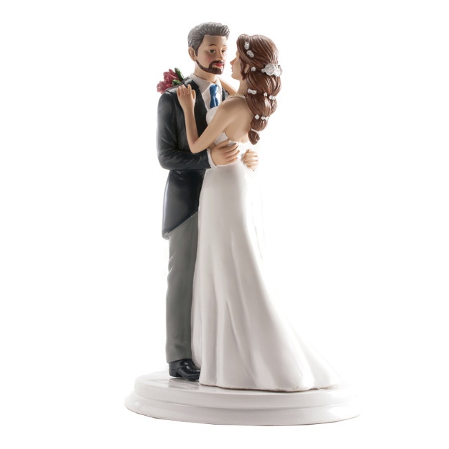 Foto detallada de figura para tarta de boda de novios bailando - 21 cm