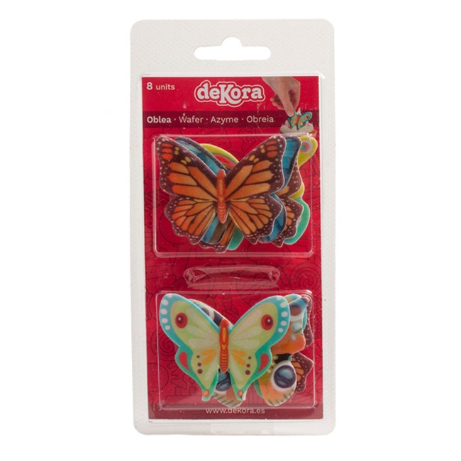 Foto detallada de obleas de mariposas de 5 x 4,5 cm - Dekora - 8 unidades
