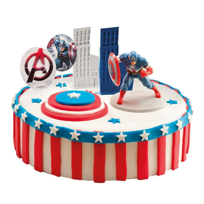 regimiento Fresco buffet Decoración para tarta de Capitán América - 5 unidades por 12,25 €