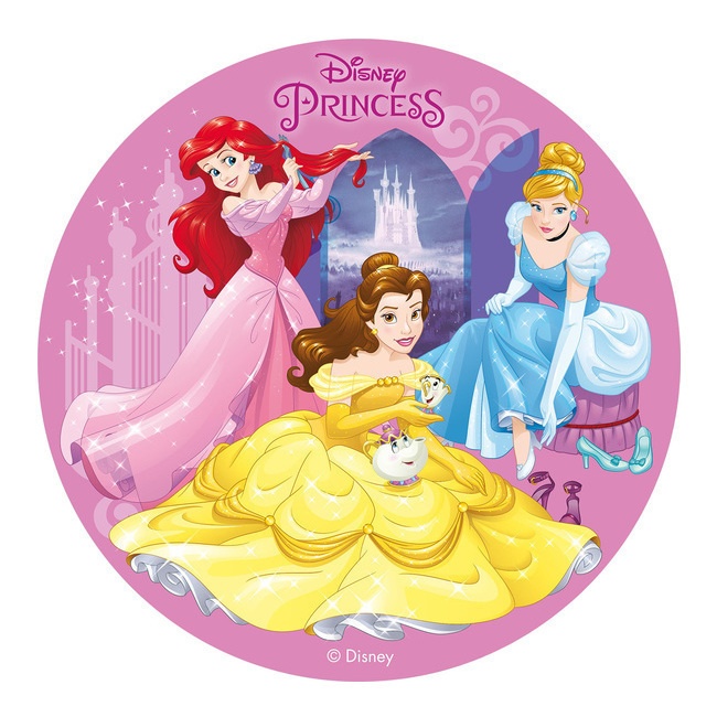 Vista delantera del oblea comestible de Princesas Disney de 20 cm en stock