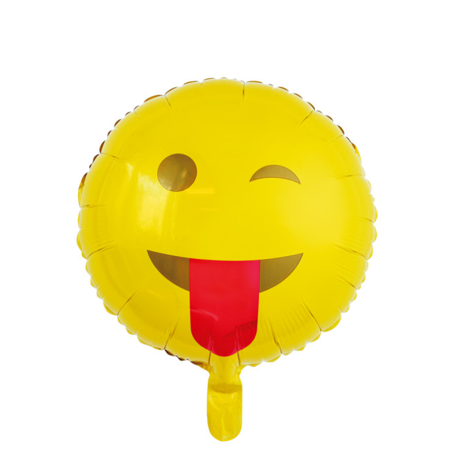 Vista delantera del globo de Emoticono lengua de 46 cm en stock