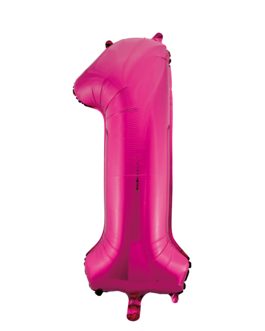 Vista delantera del globo de número rosa oscuro de 86 cm en stock
