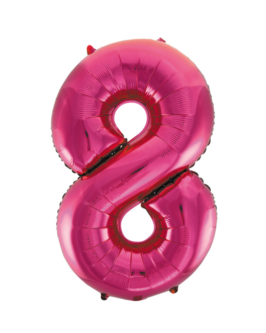 Vista delantera del globo de número rosa oscuro de 86 cm en stock