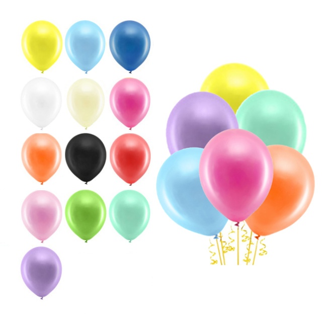 Vista delantera del globos de látex pastel de 30 cm Rainbow - PartyDeco - 100 unidades en color amarillo, azul, azul naval, blanco, crema, fucsia, multicolor, naranja, negro, rojo, rosa, verde, verde menta y violeta