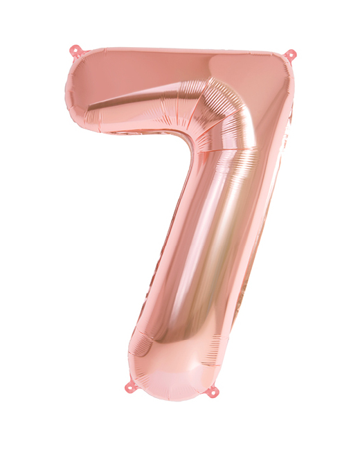 Vista frontal del globo de número rosa dorado de 65 cm - Amber en stock