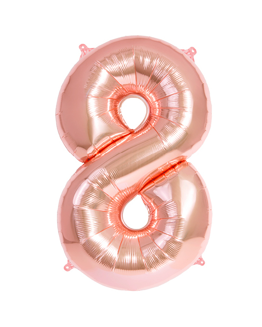 Vista frontal del globo de número rosa dorado de 65 cm - Amber en stock