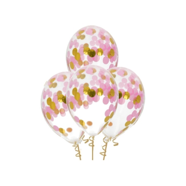 Globos de látex con confetti de colores de 30 cm - Folat - 4 unidades