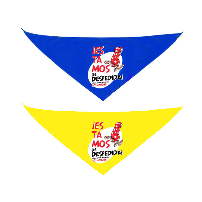 Vista frontal del pañuelo en color amarillo y azul