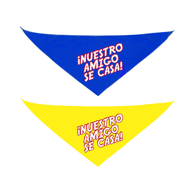 Vista frontal del pañuelo en color amarillo y azul