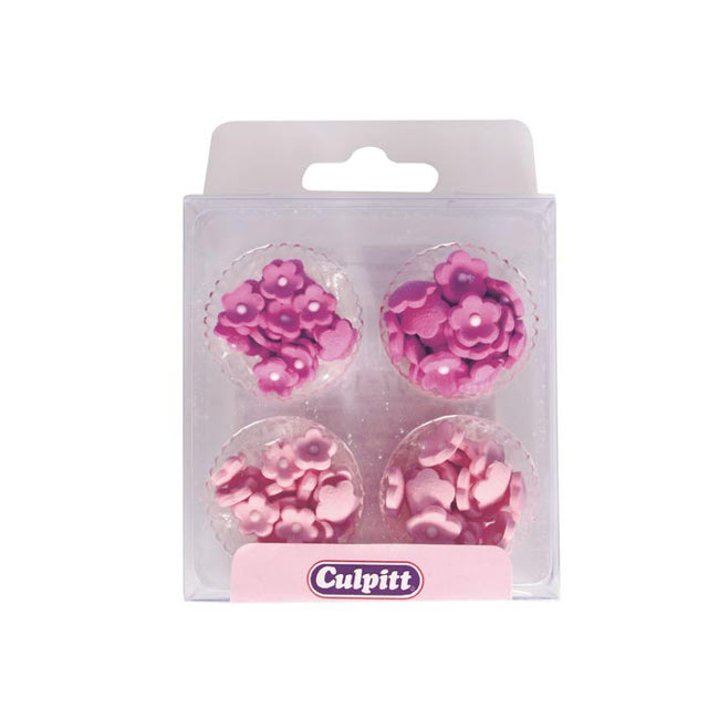 Vista delantera del figuras de azúcar de flores rosas mini - Culpitt - 100 unidades en stock