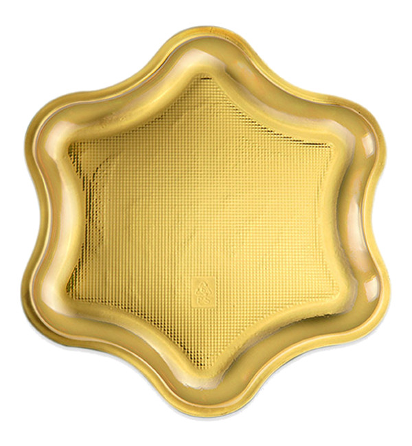 Vista delantera del platos de estrella metalizados de 35 cm - 2 unidades en color dorado y plateado