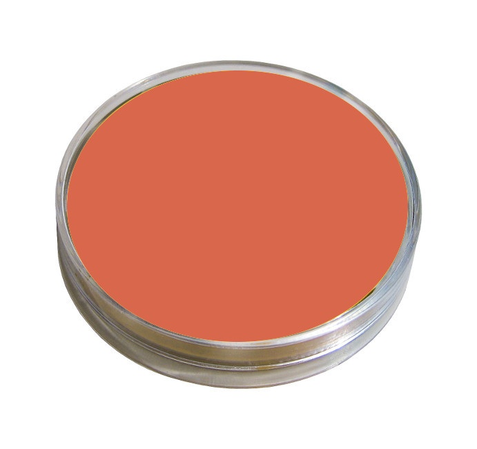 Vista delantera del maquillaje al agua profesional en tarro de 12 ml en color azul, marrón, naranja, plateado, rojo, rosa coral y verde