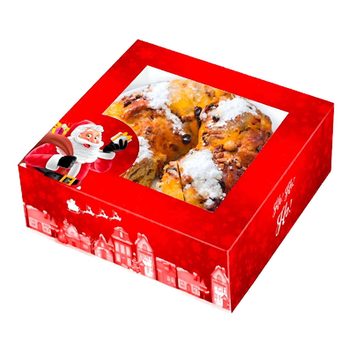 Caja de 28 x 28 x 7,5 cm para tarta decorada de Santa Claus - 2