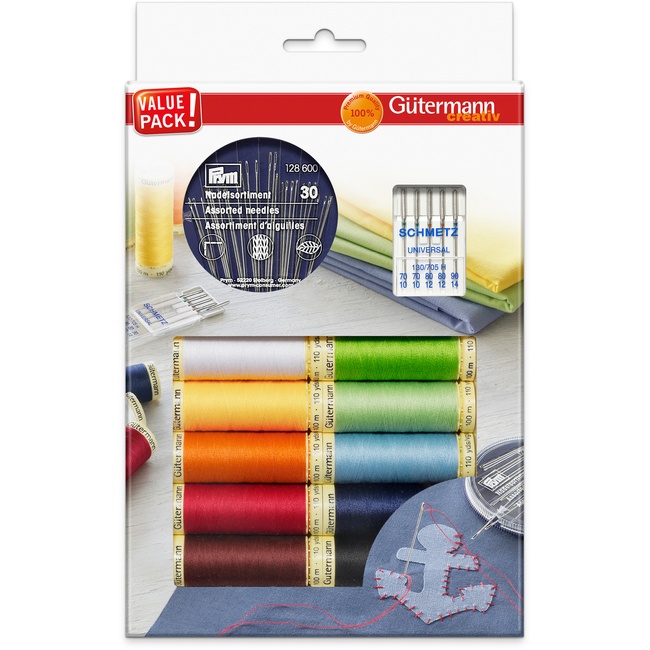 Set de hilos coselotodo de 100 m + agujas de coser + agujas máquina Schmetz  - Gütermann por 21,00 €