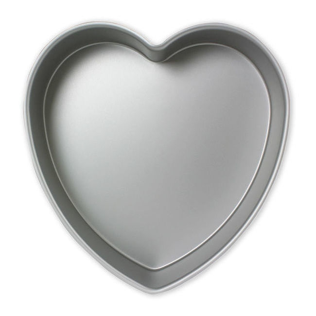 Vista frontal del molde corazón de aluminio de 32 x 5 cm - PME en stock