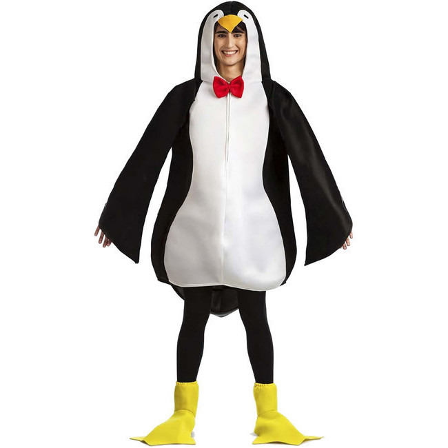 Vista frontal del disfraz de pingüino elegante en talla M-L