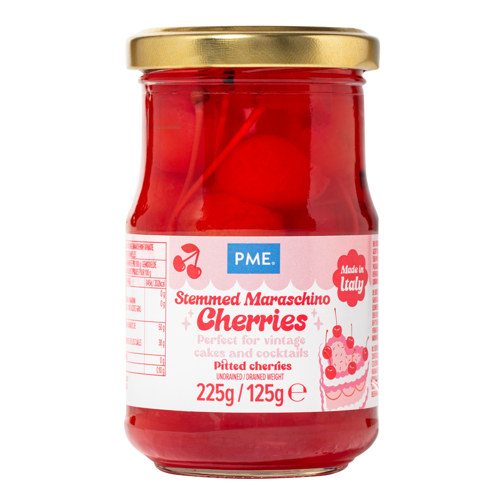 Cerezas Maraschino rojas con tallo de 225 gr