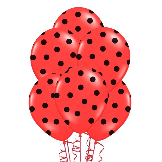 Globos de látex con puntos negros de 30 cm - PartyDeco - 50 unidades