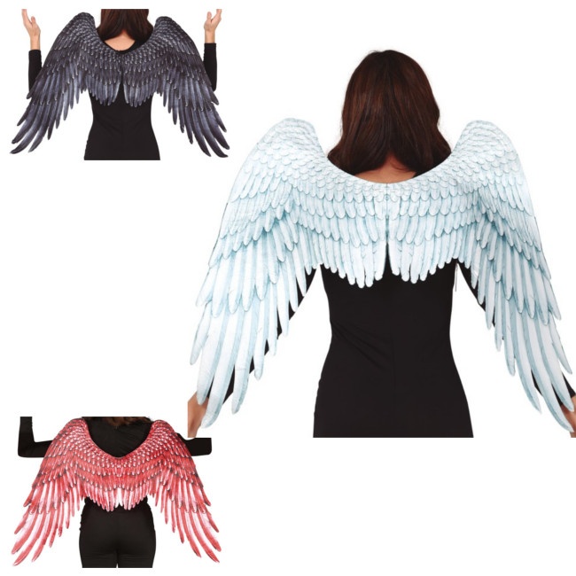 Vista principal del alas de ángel de tela blancas de 105 x 45 cm en stock