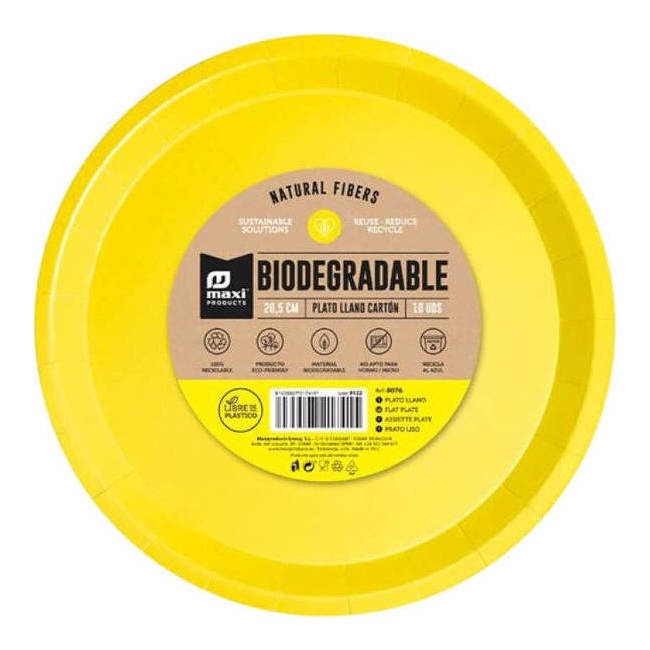 Platos de 17 cm de cartón de colores - 12 unidades