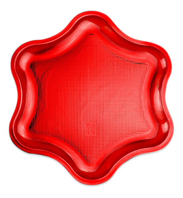 Vista delantera del platos de estrella metalizados de 35 cm - 2 unidades en color dorado, plateado y rojo