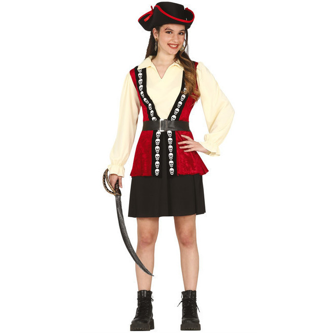 Vista principal del disfraz de pirata calavera juvenil niña en stock