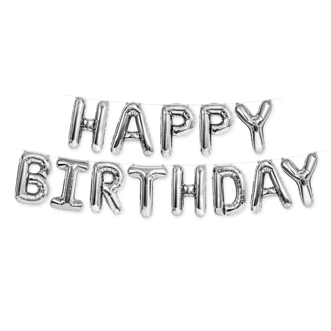 Globo letras Happy Birthday metalizadas de 35 cm - PartyDeco