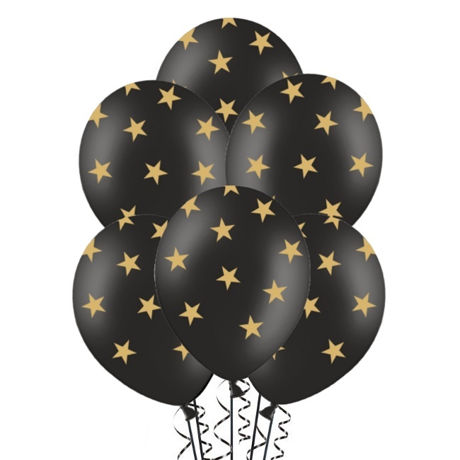 Globos de látex con estrellas doradas de 30 cm - PartyDeco - 50 unidades