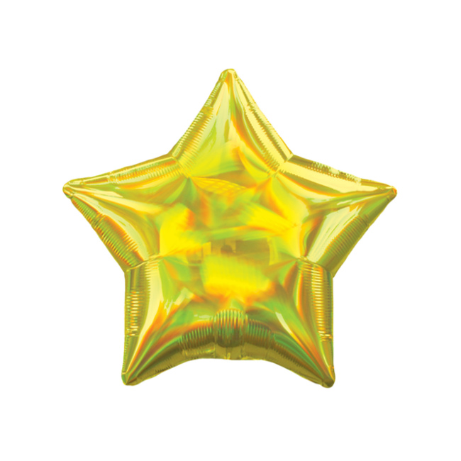 Vista delantera del globo iridiscente estrella de 48 cm - Anagram - 1 unidad en color amarillo, arcoiris, azul, fucsia, multicolor, plateado y verde