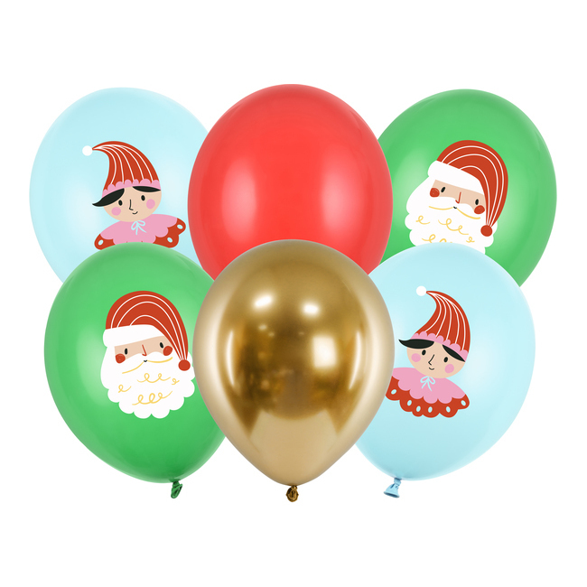 Vista frontal del globos de látex de Navidad Candy land de 30 cm - PartyDeco - 6 unidades en stock